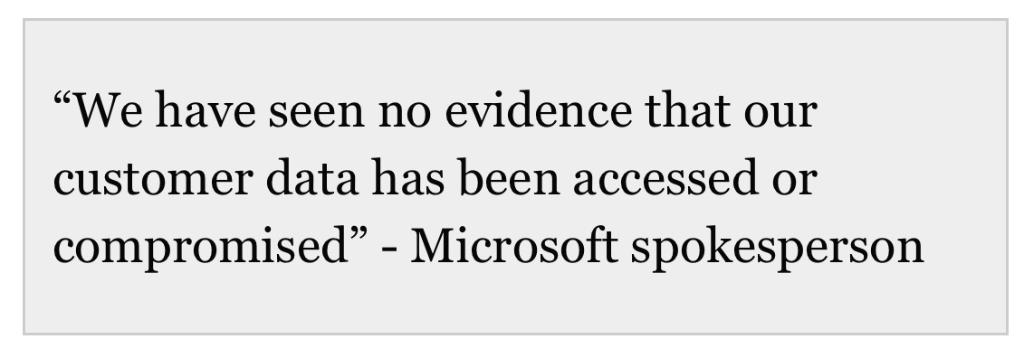 黑客宣称已入侵微软服务器取得三千万条用户资料，微软予以否认