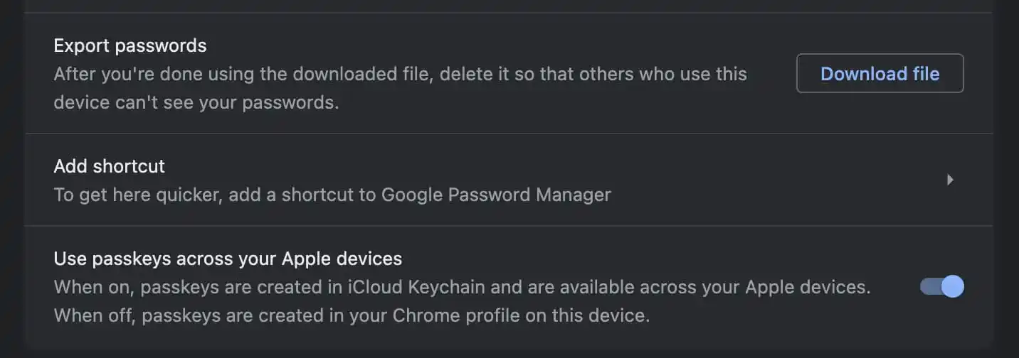 Mac 版谷歌 Chrome 浏览器可访问 iCloud Keychain 中的 Passkey