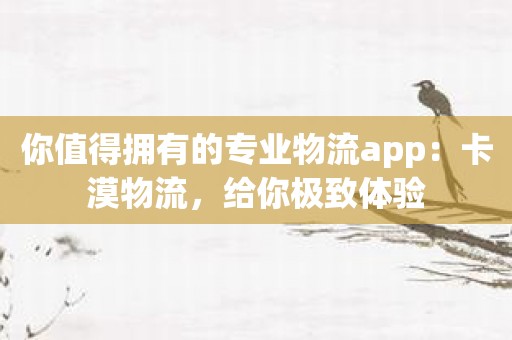 你值得拥有的专业物流app：卡漠物流，给你极致体验