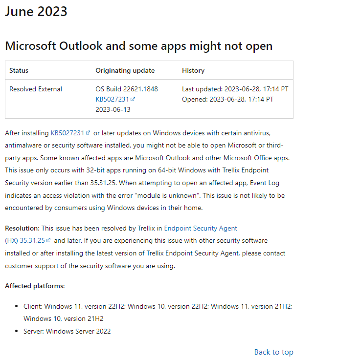 微软承认 Windows 11 最新周二补丁更新存在 Bug，致 Outlook 和 Office 应用无法运行