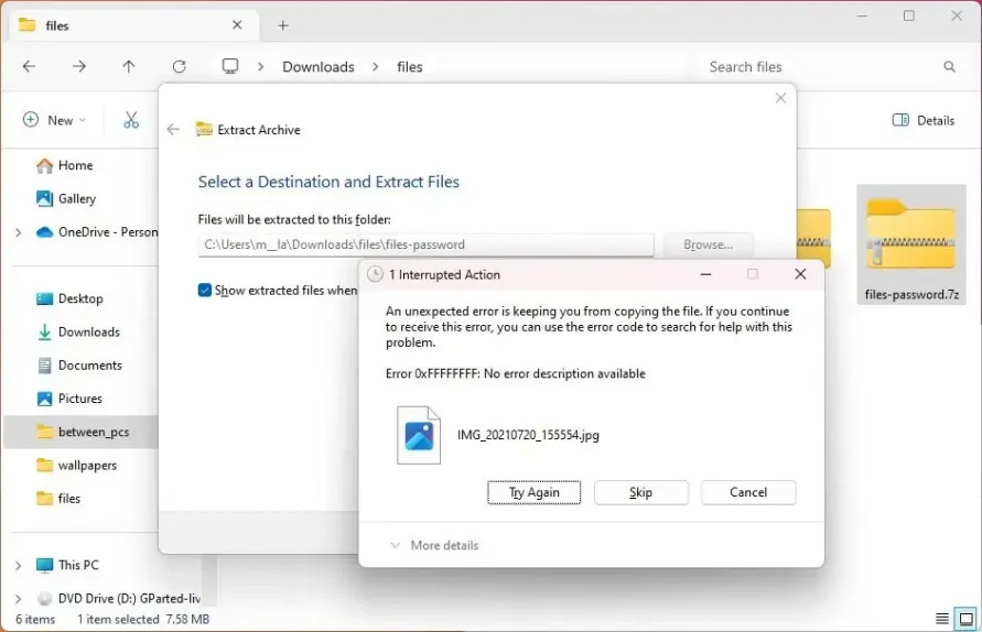 暂不支持加密文件，Windows 11 新预览版原生解压 RAR 和 7-Zip 文件体验