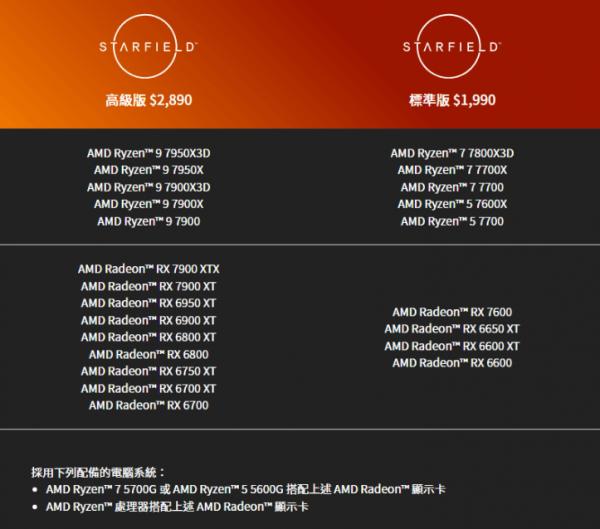 AMD中国台湾官网推出《星空》游戏捆绑硬件活动