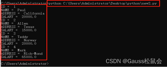 windows环境下python连接openGauss数据库的全过程
