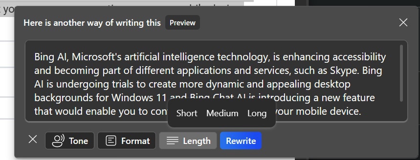 微软 Edge 浏览器测试 AI-writing 功能：帮你写博文、邮件等