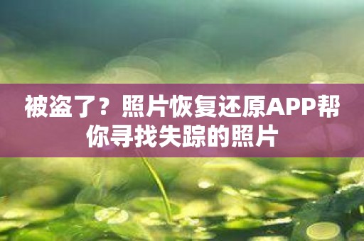 被盗了？照片恢复还原APP帮你寻找失踪的照片