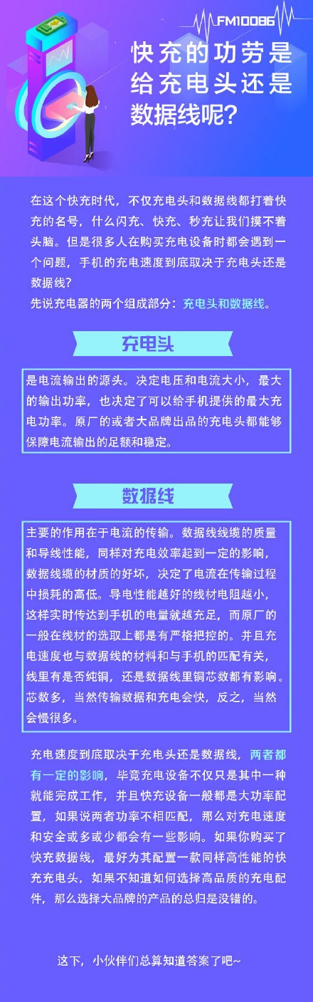 手机充电速度取决于充电头还是数据线？