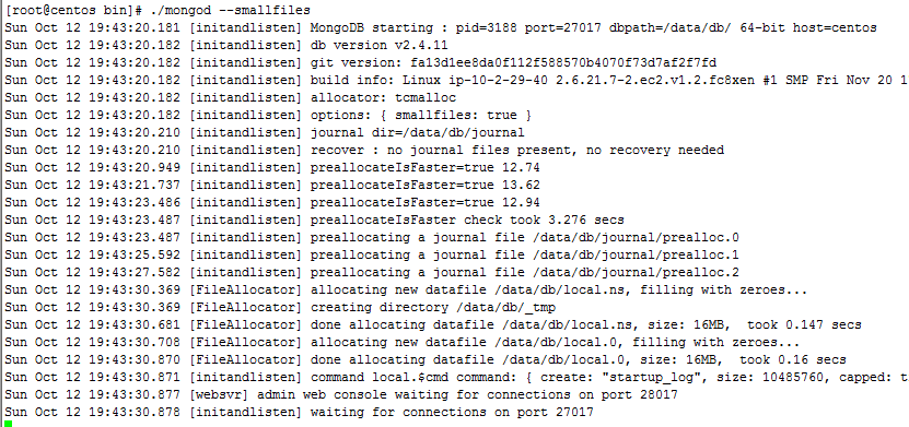 centos6.5中安装mongodb简明总结