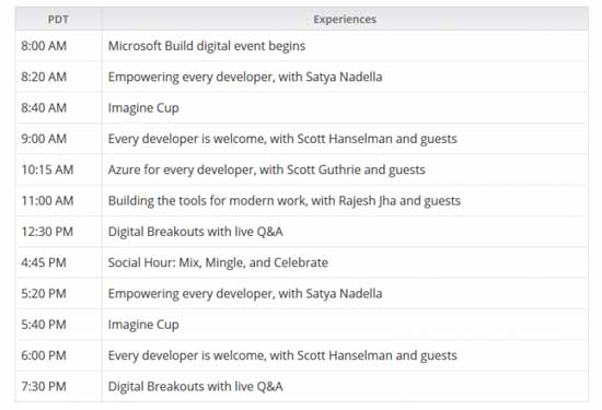 微软Build2020会议日程安排一览 Build2020会议什么时候举行？