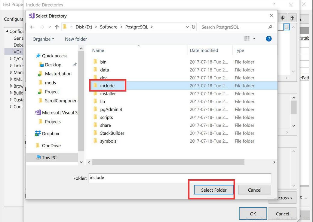 Visual Studio(VS2017)配置C/C++ PostgreSQL9.6.3开发环境