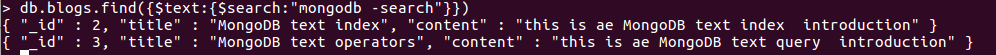 MongoDB学习之Text Search文本搜索功能