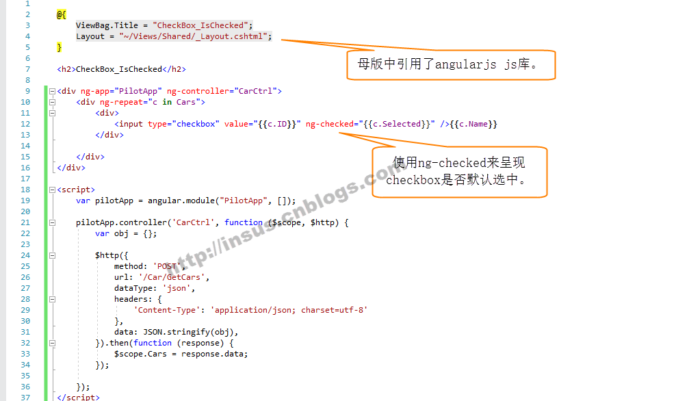 ng-repeat中Checkbox默认选中的方法教程