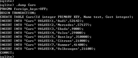 SQLite 入门教程一 基本控制台（终端）命令