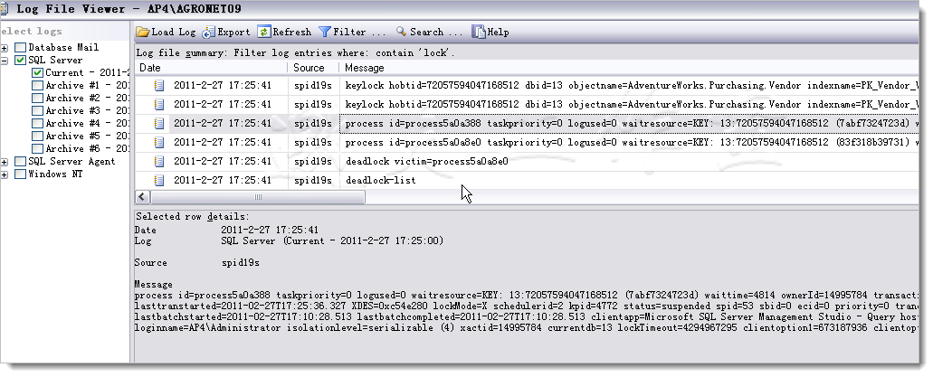 SQL2008中SQL应用之－ 死锁(Deadlocking)