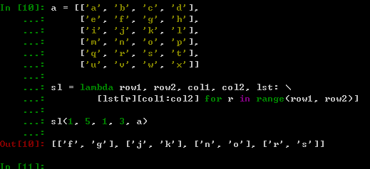 Python中二维列表如何获取子区域元素的组成