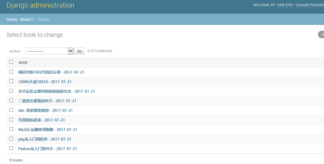Django admin实现图书管理系统菜鸟级教程完整实例
