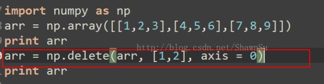 numpy中的delete删除数组整行和整列的实例