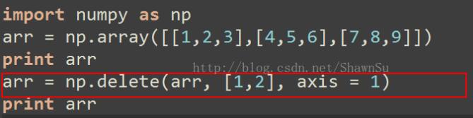 numpy中的delete删除数组整行和整列的实例
