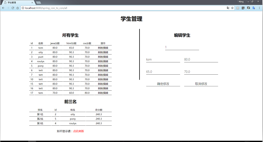 Spring MVC实现mysql数据库增删改查完整实例