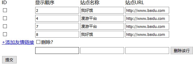 Yii针对添加行的增删改查操作示例