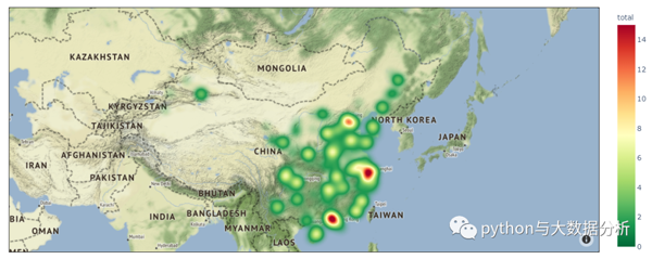 关于Python可视化Dash工具—散点地图、热力地图、线形地图