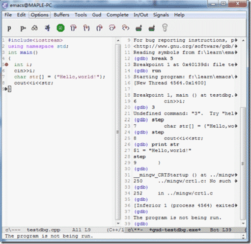 如何利用Emacs来调试C++程序