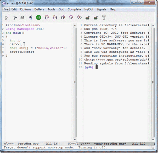 如何利用Emacs来调试C++程序