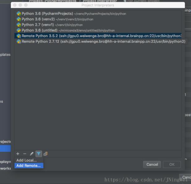 pycharm 配置远程解释器的方法