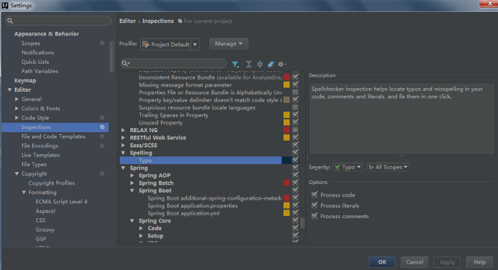 IntelliJ IDEA中打开拼写检查与忽略提示曲线的方法