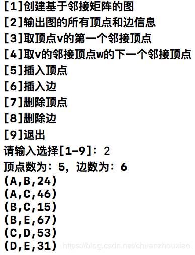 C++实现图的邻接矩阵表示