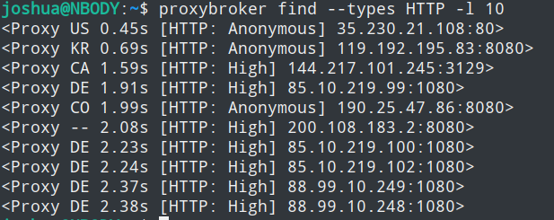 python利用proxybroker构建爬虫免费IP代理池的实现