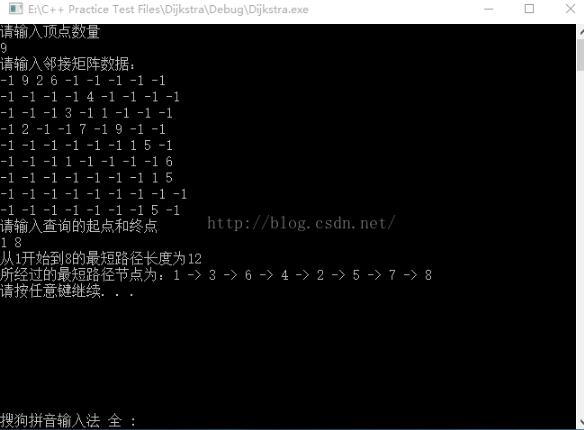 C++简单实现Dijkstra算法