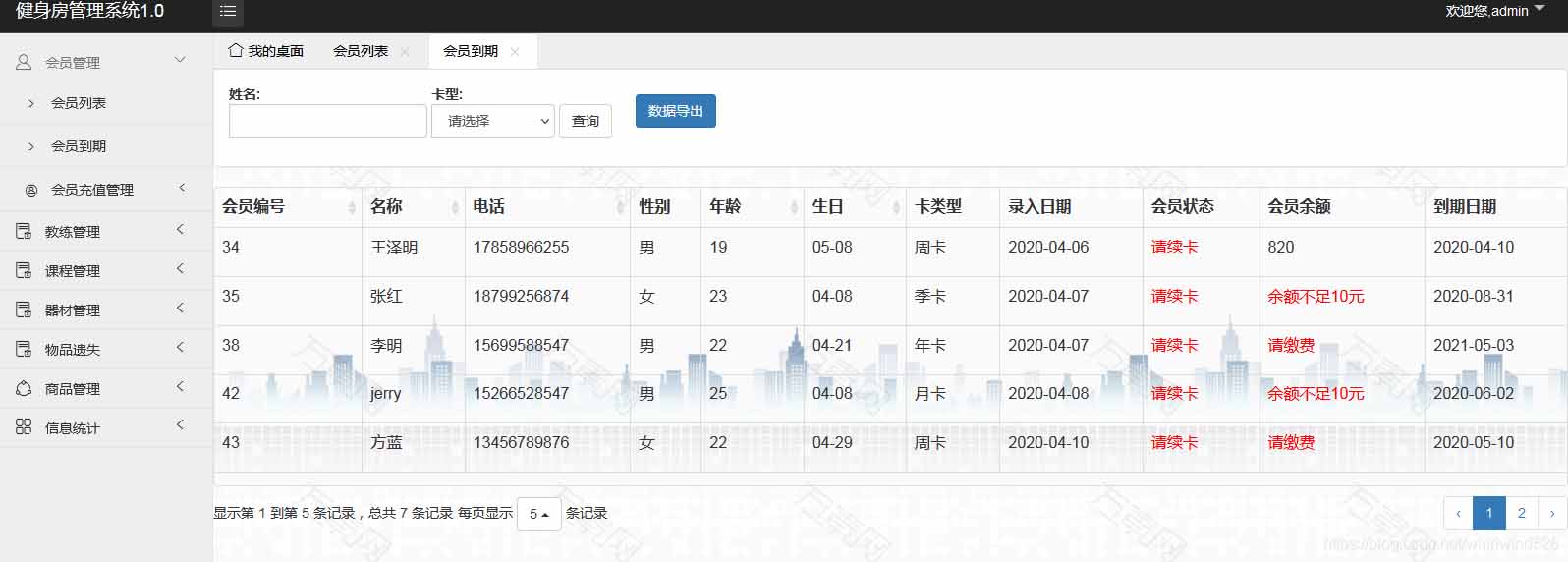 使用Springboot实现健身房管理系统