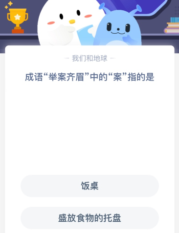 成语“举案齐眉”中的“案”指的是？