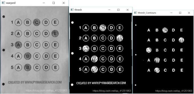 python OpenCV实现答题卡识别判卷