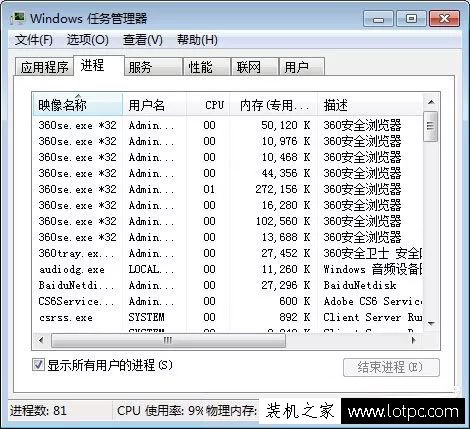 Win7系统在任务管理器中如何查看进程的线程数