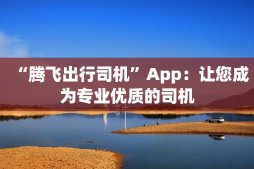 “腾飞出行司机”App：让您成为专业优质的司机