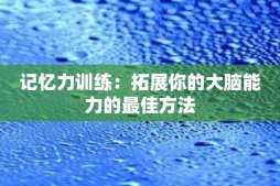 记忆力训练：拓展你的大脑能力的最佳方法