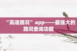 “高速路况”app——最强大的路况查询功能