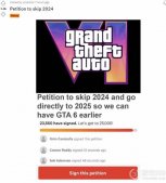 《GTA6》粉丝请愿：直接跳过2024年，迎接2025年大爆炸