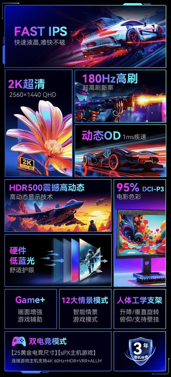 2K 180Hz Fast IPS：泰坦军团新27英寸显示器首发999元