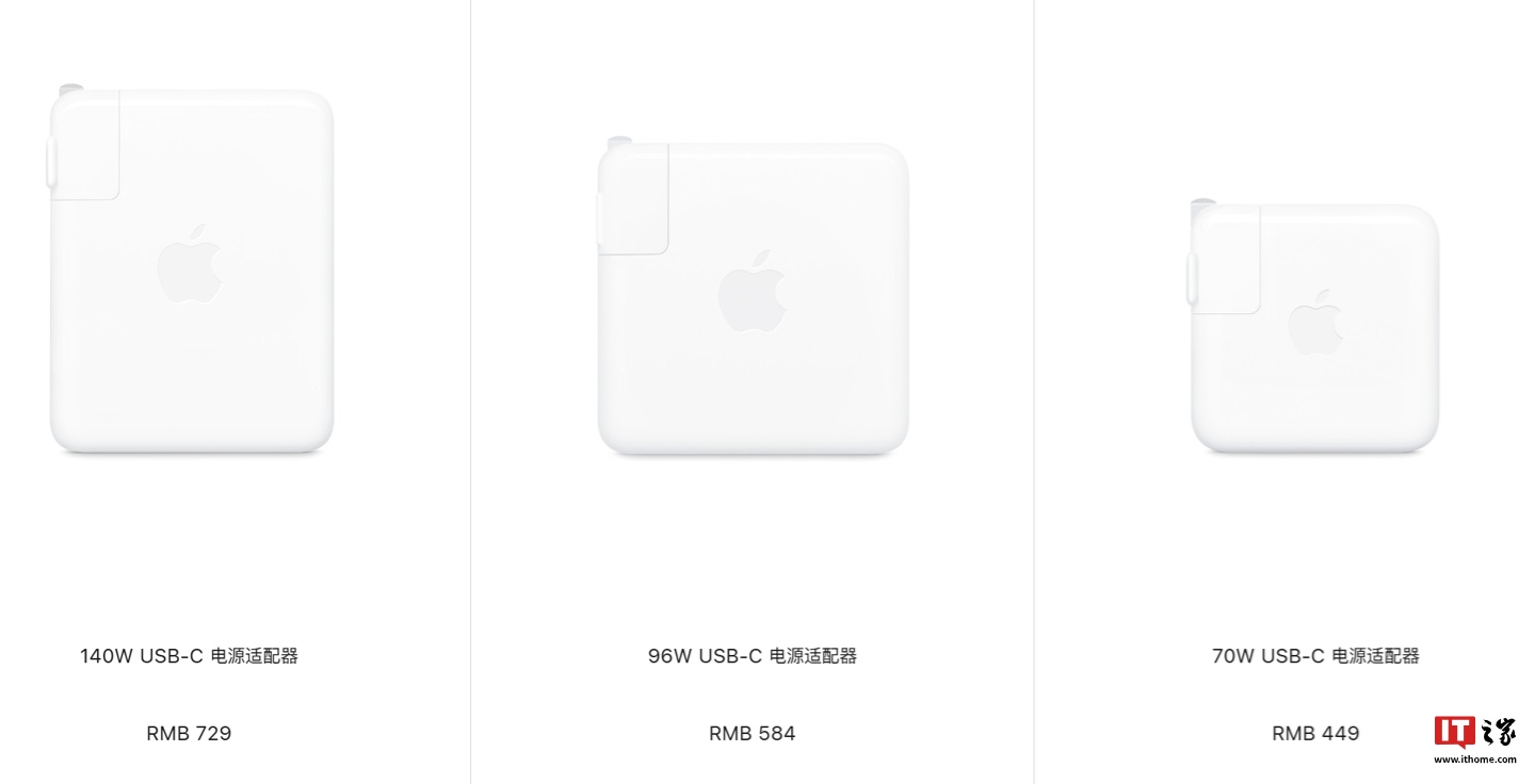 苹果 70/96/140W USB-C 电源适配器兼容 2024 款 Mac mini 与 iMac