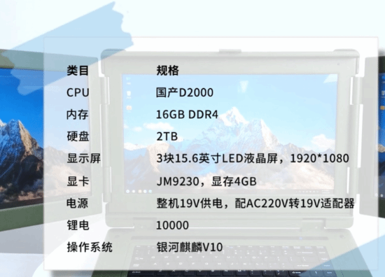 国防工业三屏加固笔记本亮相：全国产化处理器+显卡